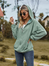 Load image into Gallery viewer, Zip Up Drawstring Long Sleeve Hooded Jacket