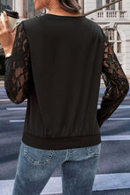 Load image into Gallery viewer, Round Neck Lace Trim Long Sleeve Sweatshirt