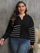 Load image into Gallery viewer, Plus Size Striped V-Neck Sweater