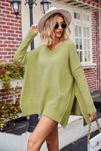 Load image into Gallery viewer, V-Neck Slit Exposed Seam Sweater