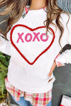 Load image into Gallery viewer, XOXO Heart Round Neck Dropped Shoulder Sweatshirt