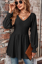 Load image into Gallery viewer, Peplum V-Neck Long Sleeve Blouse