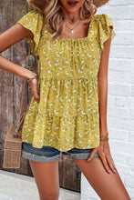Load image into Gallery viewer, Printed Square Neck Cap Sleeve Blouse