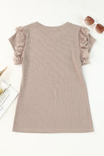 Load image into Gallery viewer, Lace Detail Round Neck Cap Sleeve T-Shirt