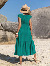 Load image into Gallery viewer, Embroidered Square Neck Cap Sleeve Dress