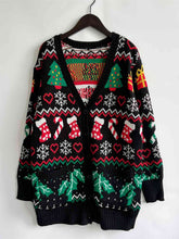 Load image into Gallery viewer, Printed Button Up V-Neck Long Sleeve Cardigan with Pockets
