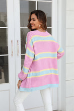 Load image into Gallery viewer, Color Block Ribbed Dropped Shoulder Open Front Cardigan