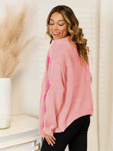 Load image into Gallery viewer, Flower Dropped Shoulder Open Front Cardigan