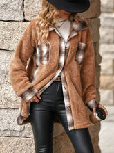 Load image into Gallery viewer, Plaid Contrast Dropped Shoulder Coat