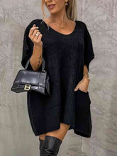 Load image into Gallery viewer, Short Sleeve Sweater Dress with Pockets