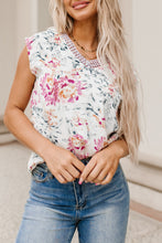 Load image into Gallery viewer, Printed V-Neck Cap Sleeve Blouse