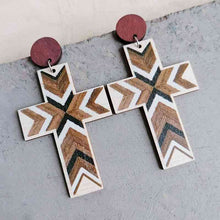Load image into Gallery viewer, Cross Drop Earrings