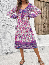 Load image into Gallery viewer, Tassel Tied Printed Long Sleeve Dress