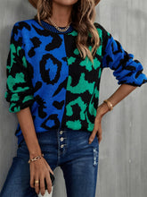Load image into Gallery viewer, Leopard Round Neck Long Sleeve Sweater