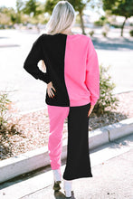 Load image into Gallery viewer, Color Block Round Neck Sweatshirt and Pants Set