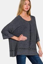 Load image into Gallery viewer, Zenana Washed Ribbed Drop Shoulder Half Sleeve Top