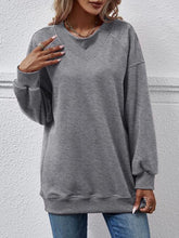 Load image into Gallery viewer, Round Neck Drop Shoulder Long Sleeve Sweatshirt