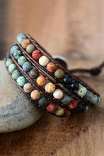 Load image into Gallery viewer, Handmade Triple Layer Beaded Agate Bracelet