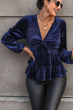 Load image into Gallery viewer, Twisted Layered Plunge Raglan Sleeve Blouse