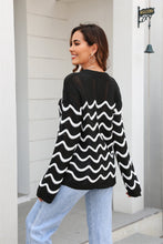 Load image into Gallery viewer, Wave Pattern Round Neck Long Sleeve Sweater