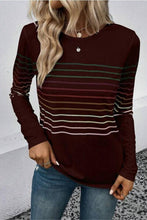 Load image into Gallery viewer, Striped Round Neck Long Sleeve T-Shirt