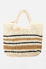Load image into Gallery viewer, Fame Striped Straw Braided Tote Bag