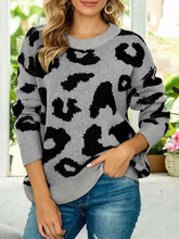 Load image into Gallery viewer, Drop Shoulder Leopard Pullover Sweater