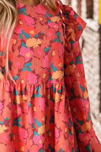 Load image into Gallery viewer, Printed Ruffle Trim Balloon Sleeve Tiered Dress