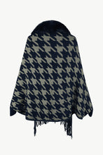 Load image into Gallery viewer, Houndstooth Fringe Hem Poncho