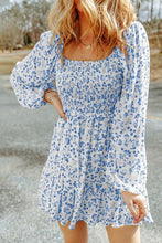 Load image into Gallery viewer, Meadow Dream Smocked Floral Square Neck Balloon Sleeve Dress