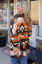 Load image into Gallery viewer, Geometric Open Front Long Sleeve Cardigan with Pockets