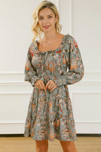 Load image into Gallery viewer, Printed Smocked Lantern Sleeve Tiered Dress