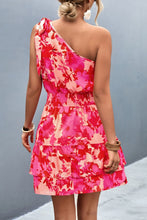 Load image into Gallery viewer, Tied Smocked Printed Single Shoulder Dress