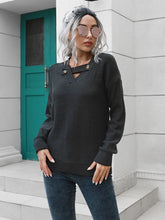 Load image into Gallery viewer, Dropped Shoulder Button Detail Sweater