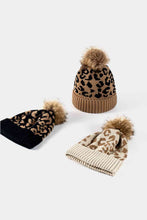 Load image into Gallery viewer, Leopard Pom-Pom Cuffed Beanie