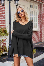 Load image into Gallery viewer, V-Neck Slit Exposed Seam Sweater