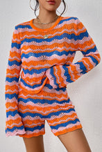Load image into Gallery viewer, Striped Sweater and Knit Shorts Set
