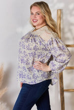 Load image into Gallery viewer, Hailey &amp; Co Full Size Lace Detail Printed Blouse