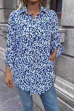 Load image into Gallery viewer, Double Take Leopard Roll-Tap Sleeve Shirt