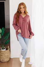 Load image into Gallery viewer, Happier Now Henley Hoodie in Burgundy