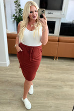 Load image into Gallery viewer, Self-Tie Tulip Hem Skirt in Dark Rust