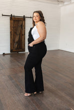 Load image into Gallery viewer, Imogene Control Top Retro Flare Overalls in Black