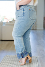 Load image into Gallery viewer, Miranda High Rise Plaid Cuff Vintage Straight Jeans