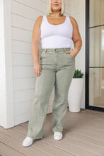 Load image into Gallery viewer, Phoebe High Rise Front Seam Straight Jeans in Sage