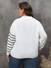 Load image into Gallery viewer, Plus Size Striped V-Neck Sweater