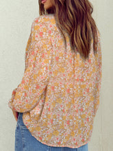 Load image into Gallery viewer, Printed Notched Balloon Sleeve Blouse