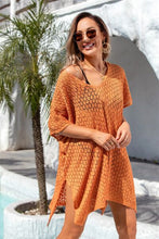 Load image into Gallery viewer, Openwork Slit Scoop Neck Cover Up