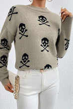 Load image into Gallery viewer, Printed Mock Neck Dropped Shoulder Sweater