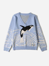 Load image into Gallery viewer, Printed V-Neck Long Sleeve Sweater