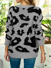 Load image into Gallery viewer, Drop Shoulder Leopard Pullover Sweater